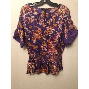 BCBG MaxAzria Floral Silk Blouse